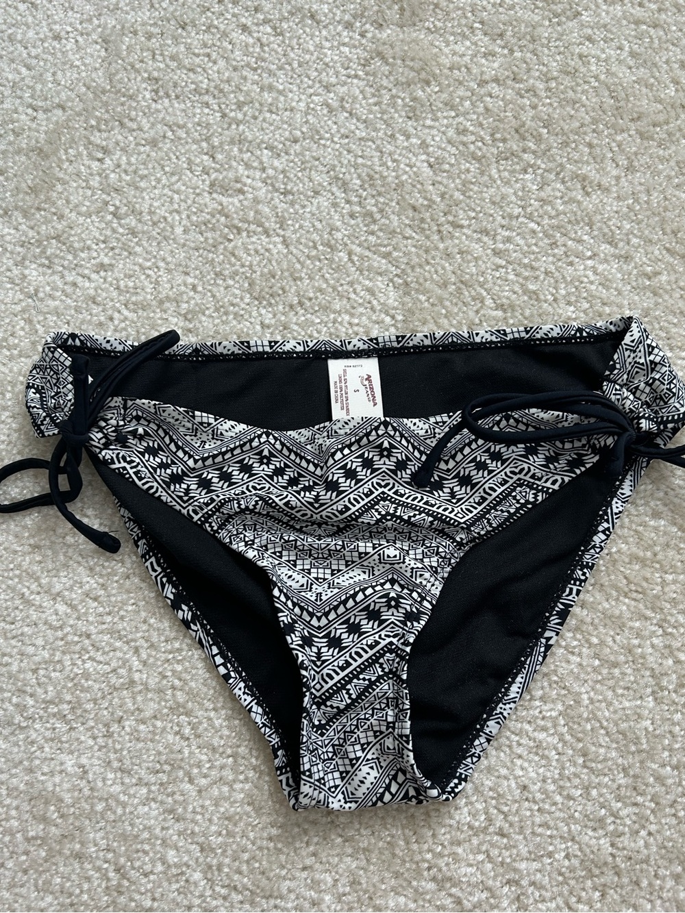 Black & White Side-Tie Bikini Bottom Size S